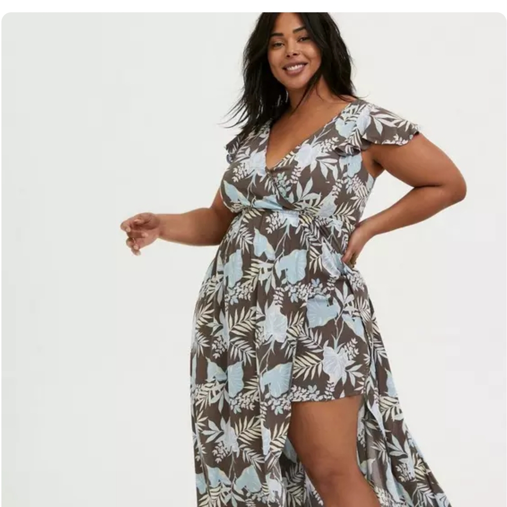 Torrid Tan Floral Walkthrough Maxi Dress